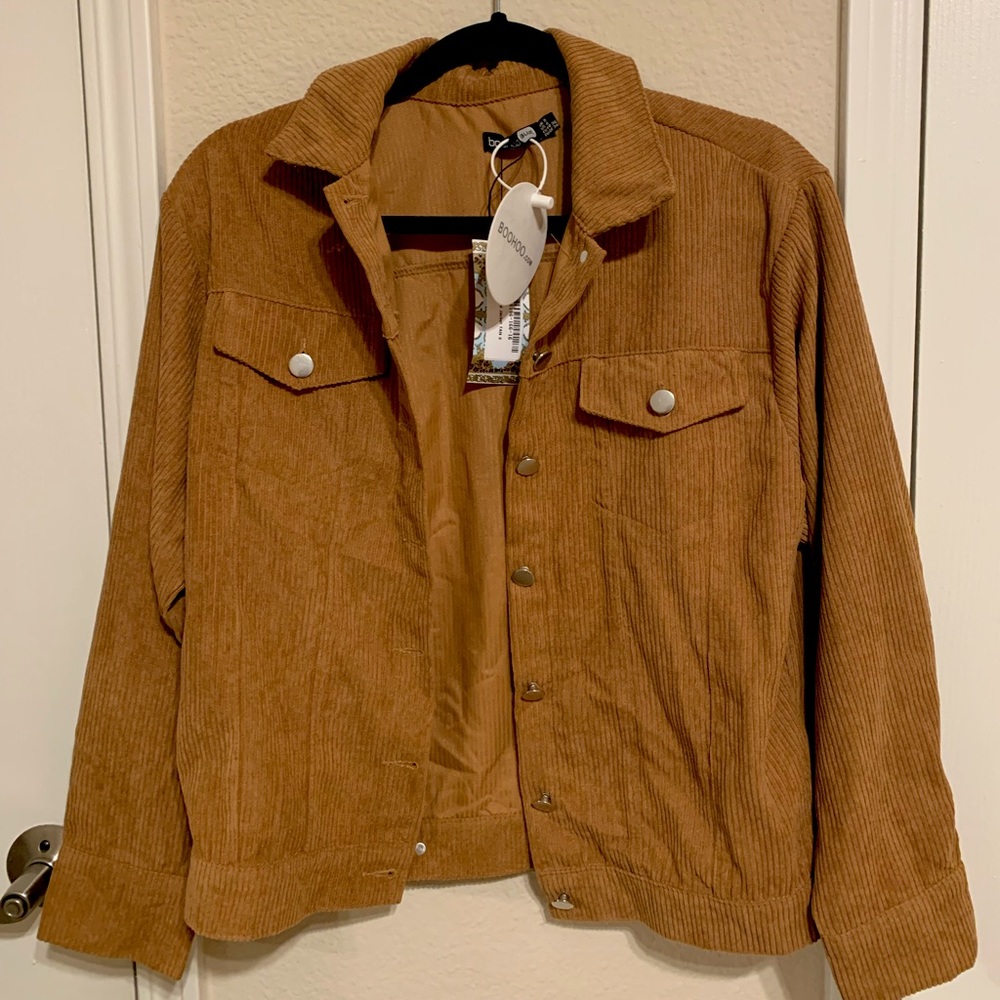 boohoo tan corduroy jacket
